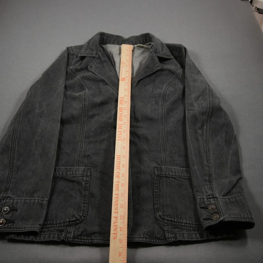 Vintage Western Cowgirl Black Denim Chore Blazer St. John's Bay Women Jacket M